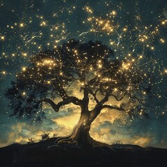 A tree with branches that form constellations instead of leaves.