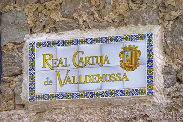Street name sign Real Cartuja de Valldemossa.