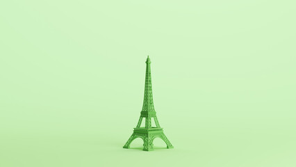 Green Eiffel tower famous french landmark Paris monument mint background 3d illustration render digital rendering