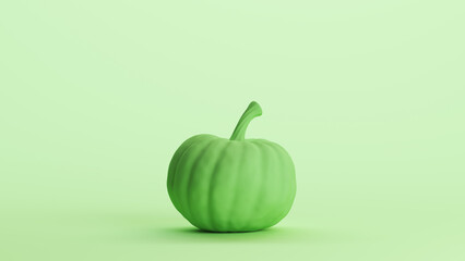 Green pumpkin Halloween food vegetable spice nobody soft tones mint background 3d illustration render digital rendering
