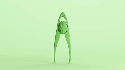 Green nutcracker brain mental pressure stress mind awareness mint background 3d illustration render digital rendering