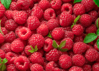 Fresh red ripe raspberries. Raspberries background.