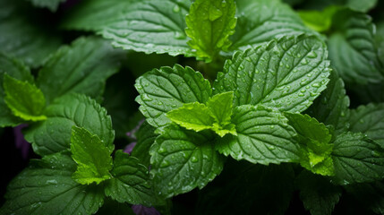 Patchouli or pogostemon cablin green leaves close up