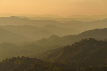 sunset at Noen Chang Suek, Pilok, Kanchanaburi, Thailand.