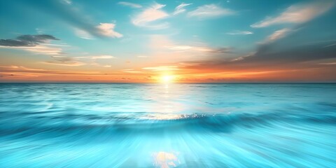 Fototapeta premium Captivating Ocean Sunset with the Sun Descending in the Sky. Concept Nature Photography, Sunset Silhouette, Dramatic Skies, Ocean Views, Landscape Beauty