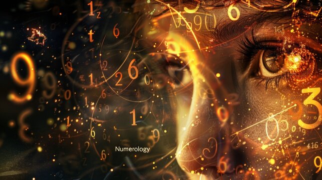 Mystical Eye Surrounded by Numerology Symbols