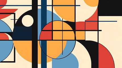 Abstract geometric Bauhaus primary color composition.