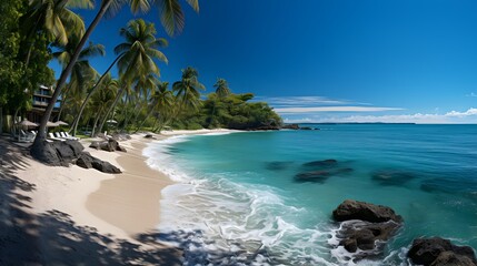 Aerial view of a beach with trees and sea