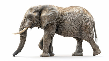 Obraz premium Realistic photo of an elephant on a white background 8k