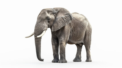 Realistic photo of an elephant on a white background 8k