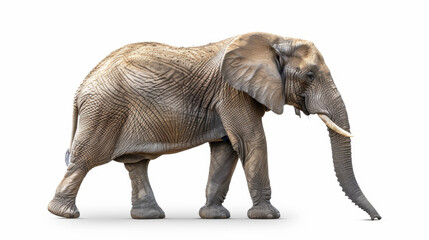 Realistic photo of an elephant on a white background 8k