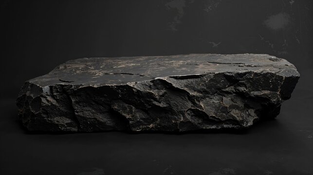Black Stone Surface. Stylish Product Stage Background with copy-space.