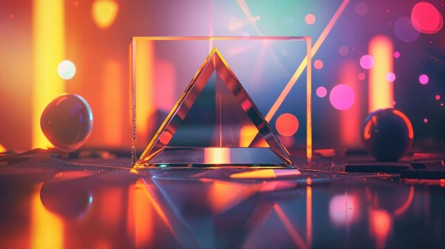 Creative 3D Background with Glossy Geometric Shapes. Vibrant Coloured Wallpaper.