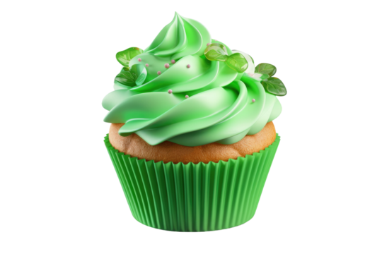 Enchanted Forest Cupcake on White or PNG Transparent Background.