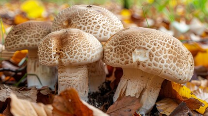 Matsutake mushroom in the autumn forest