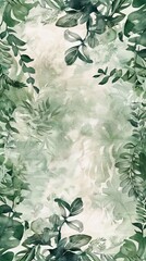 A watercolor painting of green leaves frame 