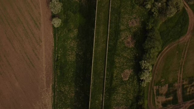 An aerial view of the Ledbury Viaduct bridge in England during daylight