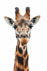 Fototapeta premium A unique image of a giraffe with the top part being photorealistic, seamlessly blending into a watercolor style towards the bottom
