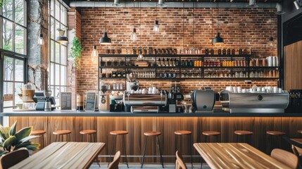 Elegant stock photos of contemporary coffee shop designs, worth investing in for their modern simplicity and timeless appeal. Perfect for investors seeking profitable ventures.