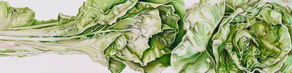 Obraz premium color pencil rendering of lettuce plant