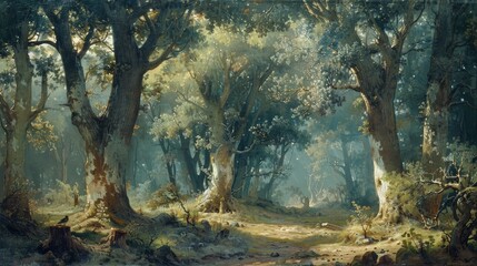 Naklejka premium Scene of woodland