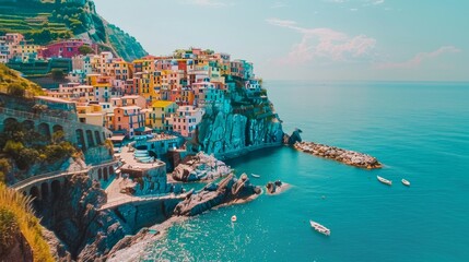 Colorful Houses on the Cliffs of Cinque Terre, Italy