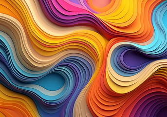 abstract colorful wavy layered paper background