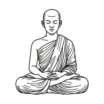recommend clip art: Line art Buddhist monk Meditatio.n Hand drawing style. Outline. Stock vector illustration.