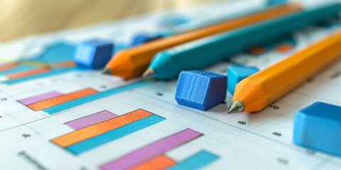 Close-up of a financial graph showing positive growth trends