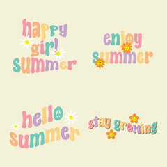 Summer Retro Quotes Set