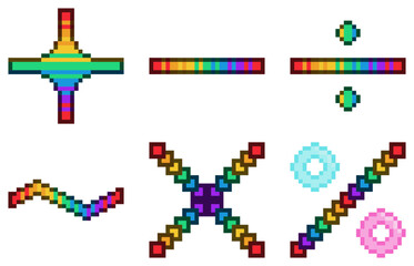 Mathematics Symbol, Pixel Art Icon Set, Pride Rainbow Edition