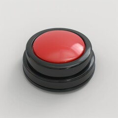 3D realistic red stop button isolated on a plain white background