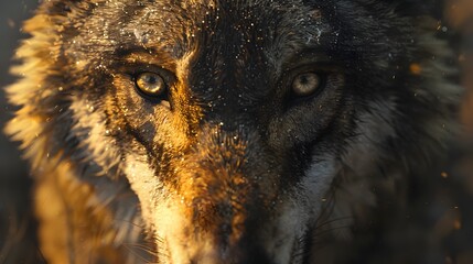 Captivating Close-Up Portrait of a Powerful and Majestic Wolf in its Natural Habitat