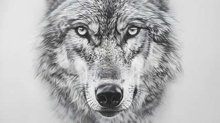 Fototapeta premium Captivating Photographic Portrayal of a Majestic Wolf's Intense Gaze