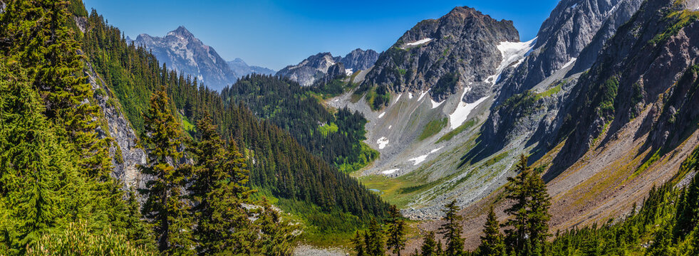 Cascade Pass Trail Panorama, North Cascades National Park, Washington State