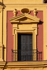 Fototapeta premium Detail of a classic Spanish building in Malaga, Andalusia, southern Spain.