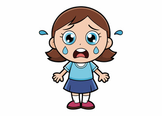 Cute girl cartoon crying many action on events. illustration cartoon isolated