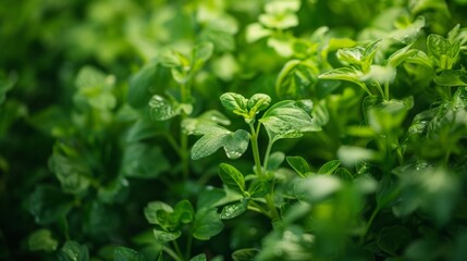 Obraz premium Close-up of organic herbs growing in a vertical farm