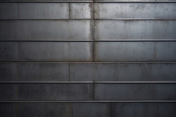Architectural close-up of uniform metal wall panels with horizontal seams creating a modern linear pattern