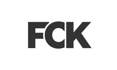 FCK logo design template with strong and modern bold text. Initial based vector logotype featuring simple and minimal typography. Trendy company identity.