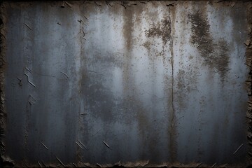 An image of aged and corroded blue metal panels with peeling and rust, depicting decay or the passage of time