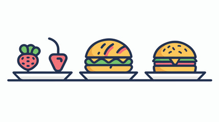 Platter line style icon design food eat restaurant an