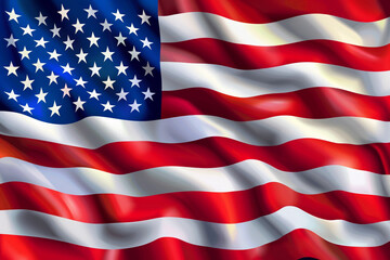 Fototapeta premium Vermilion American flag displayed dynamically, ideal for engaging and vivid digital formats.