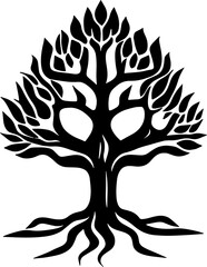 Tree of life icon silhouette  isolated on white background
