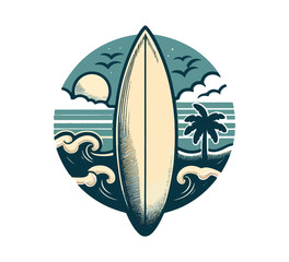 surfing board vintage vector beach surfboard