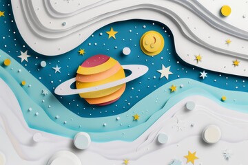 Stars in the solar system, cartoon illustration, white background