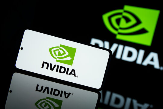 Nvidia corporation logo shown on screens
