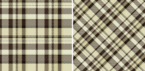 Tartan textile background of seamless pattern check with a vector fabric plaid texture. Set in coffee colors. Greeting card designs.