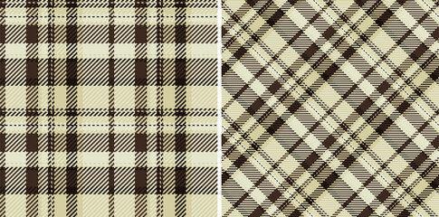 Tartan textile background of seamless pattern check with a vector fabric plaid texture. Set in coffee colors. Greeting card designs.