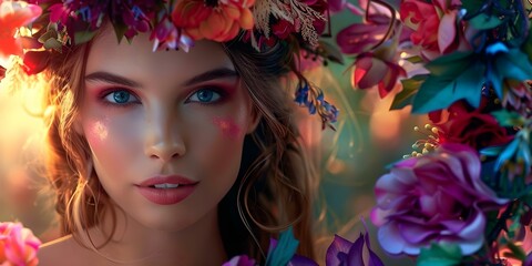 Portrait of a Wood Elf Princess: A Fantasy Depiction. Concept Fantasy Portraits, Wood Elf Theme, Princess Aesthetic, Enchanted Forest Setting, Costume Design
